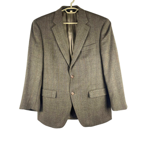Lauren Ralph Lauren Wool Herringbone 42R Tan Brown 2 Button Blazer Sports Coat - Picture 1 of 15